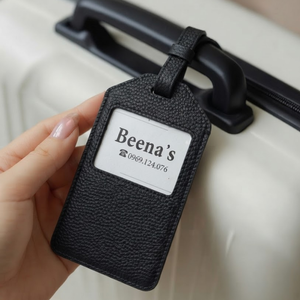 Étiquettes de bagages personnalisées en cuir véritable avec insert pour carte, style tendance, option logo pour accessoires de voyage - Product Image 2