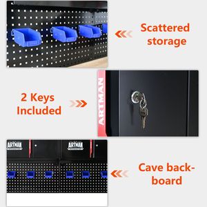 Armadietto Portautensili a Doppia Anta in Acciaio Inossidabile da Parete, con Cesto Sospeso, Ganci e Ripiani, Scaffale Portaoggetti a Muro in Acciaio Inossidabile Forato - Product Image 6