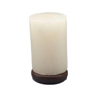 Pasokan Grosir Lampu Silinder Garam Kristal Himalaya Pink Alami Ukiran Tangan dengan Alas Kayu