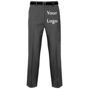 Pantalones de traje chinos de franela de lana de primera calidad OEM para hombre, cintura media elástica informal formal plisada doble para negocios de oficina al por mayor - Product Image 3
