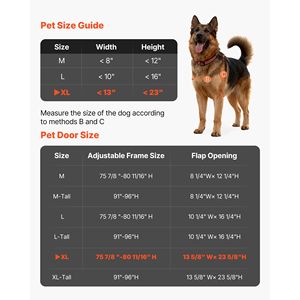 Porte pour chien réglable en hauteur (91-96 cm) pour cadre en alliage d'aluminium avec verre coulissant, avec système de verrouillage, charnières métalliques rotatives, surface finie - Product Image 6
