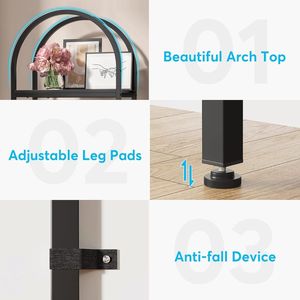 Étagère à livres moderne à 5 niveaux en métal cintrée avec structure en acier noir pour salon, bureau, maison, présentation et rangement - Product Image 2