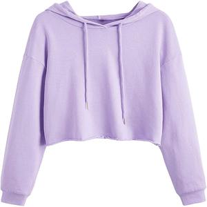 Sweat-shirt court à capuche uni décontracté pour femme King, avec poches brodées, manches longues, en tricot polyester/coton anti-boulochage, hiver - Product Image 4