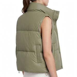 <b>Women</b> Stand Collar Puffer Vest Quilted Down <b>Waistcoat</b> Zipper Outerwear for Autumn Winter Casual Wear Quilted Padded Gilet High - Product Image 3