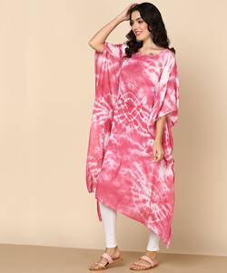 High Quality Designer Rayon <b>Kaftan</b> Tie Dyed <b>Summer</b> Daily Wear Regular Fit Sweetheart neck at Best Price by Supplier - Product Image 4