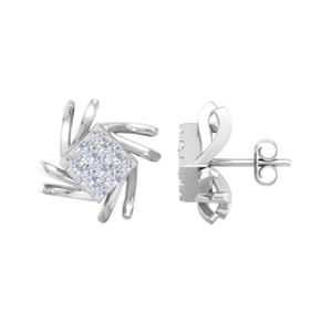 Luxury 18K white Gold Lab Grown Princess Cut Solitaire Diamond Stud <b>Earrings</b> Women's Elegant <b>Fine</b> Jewelry Wholesale Supplier - Product Image 1