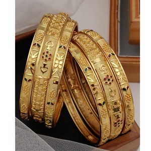 Adjustable Heart Shape Gold Plated Bracelet Pair Openable Designer <b>Bangles</b> for Women Romantic Gift Daily Wear and Fashion - Product Image 5