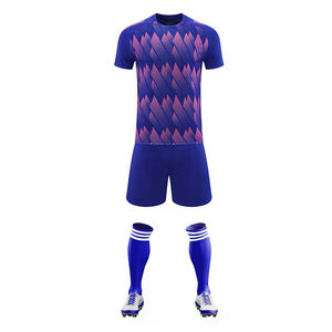 Conjunto de Camiseta y Pantalones Cortos de Fútbol Unisex Personalizados, 100% Poliéster, Sin Costuras, Transpirables, que Absorben la Humedad, de Secado Rápido, Ligeros, con Cuello Redondo - Product Image 3