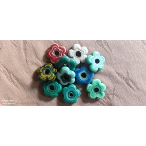 Cuentas de Flores de Cinco Pétalos Esmaltadas de Colores, Abalorios con Orificio Grande para DIY, Collares, Pulseras, Pendientes, Suministros para Hacer Joyería Artesanal - Product Image 4