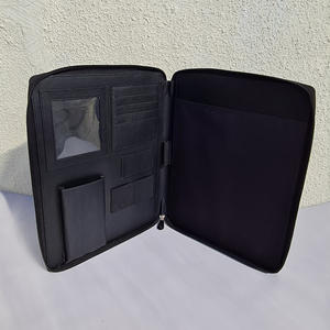 Genuine Leather <b>Conference</b> <b>Folder</b> with Zipper Black Business Portfolio Padfolio for Men and Women Presentation <b>Folder</b> - Product Image 3