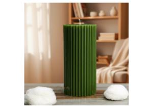 Handmade Eco-Friendly Organic Soy Wax Jar Ribbed Pillar <b>Candle</b> for Home Decor Weddings Christmas & Diwali Festive Events - Product Image 1