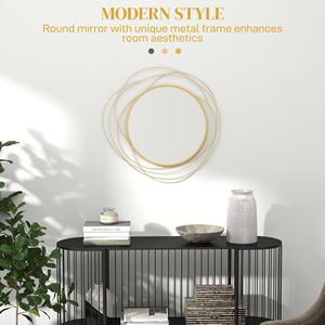 Miroir mural circulaire en métal doré contemporain pour la décoration du salon, de la chambre à coucher et de la salle à manger - Product Image 4