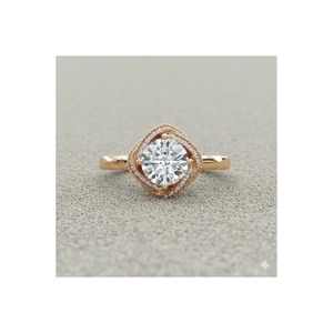 Anillo de Compromiso Estilo Vintage con Halo de Milgrain Infinito - Product Image 1