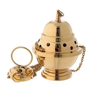 Customized Golden Brass Thurible <b>For</b> Religious Craft Church Supplies Incense <b>Burner</b> Thurible <b>For</b> Fragrance Use - Product Image 2