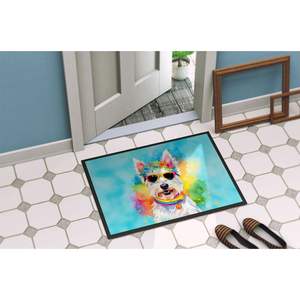 Westie Hippie Dawg Doormat Non Slip Washable Low Pile 24H X 36W <b>Indoor</b> Outdoor Front <b>Door</b> <b>Mat</b> for Entryway - Product Image 4