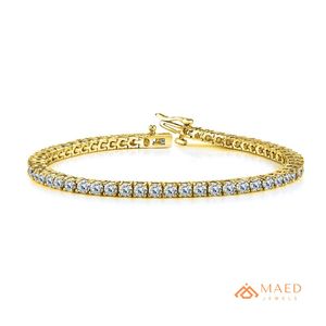 สร้อยข้อมือเทนนิสโมอิสซาไนต์ทรงกลมชุบทอง 18K สำหรับผู้หญิง ดีไซน์เครื่องประดับแฟชั่นสุดหรูจากซานฟรานซิสโก - Product Image 1