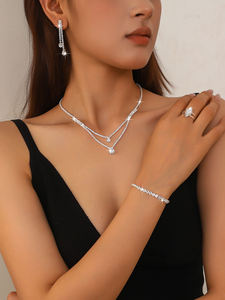 Conjunto de Joyería de Diamantes de Oro Sólido de 18K Blanco Unisex, Certificado IGI, Corte Brillante Natural, Lujoso Collar de Boda Chapado en Oro de 18K - Product Image 1