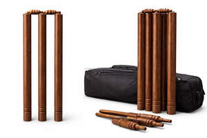 Ensemble de stumps de cricket en bois ZAP, qualité supérieure, durables, taille standard, avec bails, pour clubs et académies - Product Image 5