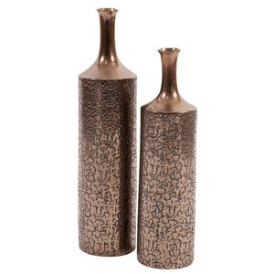Jarrón de aluminio dorado con relieve de lujo, contemporáneo y decorativo para el hogar, la villa o el hotel. - Product Image 2