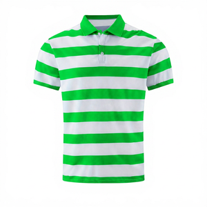 เสื้อโปโลแขนสั้นผู้ชาย ผ้าลำลองทรงปกติ สีน้ำเงินขาว ลายทอ - Product Image 4