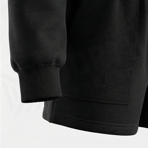 Women's 2 Piece Knitted Solid Black <b>Sweatshirt</b> and Shorts Set Crew Neck Loose Fit Above Knee Casual Wear Full Sleeve 100% Cotton - Product Image 6