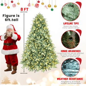 Albero di Natale Artificiale Blu-Verde da 2,4 m con 3308 Rami Misti in PE/PVC, 900 Luci LED Bianco Caldo su Filo di Ferro con Memoria - Product Image 2