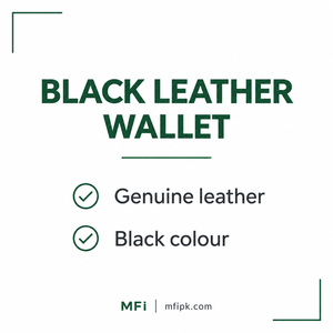 Cartera Corta de Cuero Genuino Negro Sin Cierre Unisex Hecha en Pakistán Otro - Product Image 2
