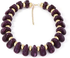 Collares de Gargantilla de Resina con Cuentas Irregulares Coloridas, Collar Grueso con Cuentas Geométricas Retro Exageradas para Mujeres, Novias y Fiestas - Product Image 1