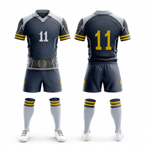 Camisetas de Rugby para Hombre, 100% Poliéster, Ropa Deportiva de Polo, Camisetas de Fútbol con Rayas en las Mangas, Uniformes de Rugby - Product Image 1