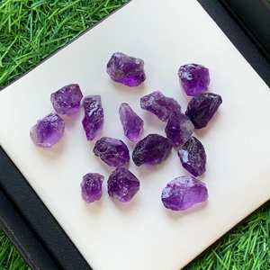 Lot en gros de spécimens d'améthyste violette 100% naturelle, bruts, à facettes, certifiés GIA IGI, haute qualité, pour la fabrication de bijoux, cristal brut - Product Image 1