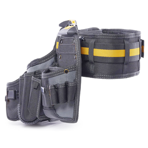Black <b>Tool</b> <b>Belt</b> With Multiple Pockets And Yellow Accents For Carpenters Electricians Framers Handyman - Product Image 4