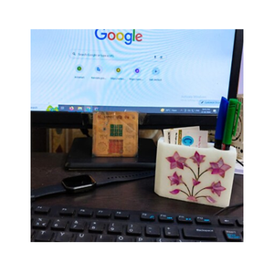 Organisateur de bureau multifonctionnel, design floral, porte-stylos et crayons en marbre, artisanat unique de haute qualité à prix abordable - Product Image 4