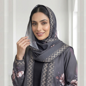 Women's Rotex Spun Poly Slub <b>Printed</b> Abaya With Matching Hijab Muslim Modest Wear Dubai Kaftan <b>Islamic</b> Dress - Product Image 3