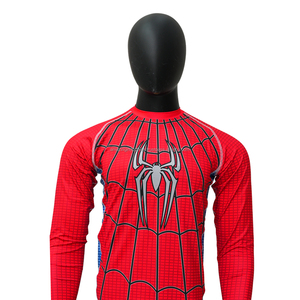 Maillot de protection intégral Spiderman pour homme, manches longues, rouge, en Spandex/Polyester, séchage rapide, logo imprimé par sublimation sur le devant, anti-UV, écologique, pour adulte - Product Image 2