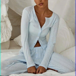 Service OEM – Pyjama 100 % biologique pour femme, boutonné, doux, respirant et écoresponsable, idéal pour les peaux sensibles - Product Image 5