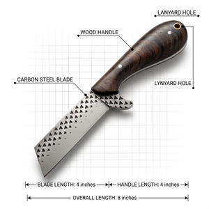 Couteau de chasse EDC en acier au carbone, lame texturée, manche en bois avec étui, fournisseur OEM, directement de l'usine - Product Image 2