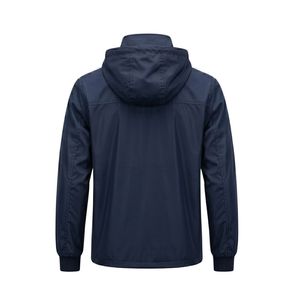 Sleeve Stripe Sporty Polyester Casual Windbreaker Jacket Men <b>Athletic</b> Training Hooded Track Coat Waterproof Zipper Jackets - Product Image 2