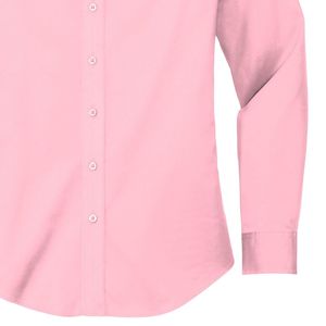 Camisa Oxford Rosa de Manga Larga para Mujer con Botones y Logotipo Bordado en Verde, Estilo Casual de Negocios, Uniforme de Oficina de Algodón, Moda - Product Image 2