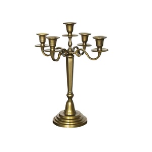 Candélabre de mariage argenté à 5 lumières Pièce maîtresse en aluminium et métal pour décoration de mariage et de fête Fournitures pour événements Porte-bougie - Product Image 2