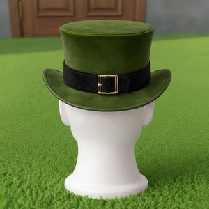 Sombrero de copa unisex de cuero verde hecho a mano de primera calidad, muy vendido, con correa de hebilla, regalo para disfraz de San Patricio - Product Image 3