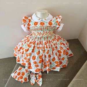 Vêtements pour filles en gros, 100% coton, robes d'été fleuries pour bébés filles, vêtements smockés, robes décontractées, boutiques - Product Image 3