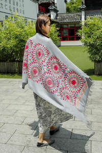 Tudung Musulmán de Alta Calidad, Chifón Sólido con Perlas y Diamantes Cuadrados, Bordado de Oriente Medio, Pañuelo Largo Transpirable para Verano - Product Image 5