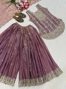 Purple Embroidered Anarkali Salwar Suit <b>Cape</b> Dupatta Pakistani Wedding Dress Eid Festival Wear - Product Image 6
