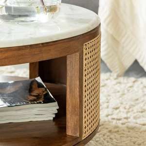 Table basse Vandana Aston Nimbus en bois de manguier, cannage et marbre - Product Image 5