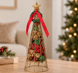 AK laiton haute qualité métal arbre forme décor de noël or fini avec étoile supérieure pour décor de table de noël/décor intérieur - Product Image 3