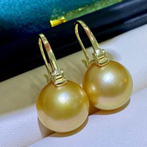 Natural Gold Bead <b>Earrings</b> Tea Gold 8-7mm 925 Pure <b>Silver</b> Water <b>Drop</b> Shape Slight Flaws for Luxury Luxury Tea Pearl <b>Earrings</b> - Product Image 1