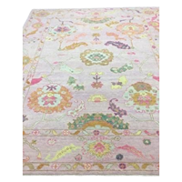 Tapis en laine fait main de style antique, doux, pastel, Oushak, rustique, d'inspiration anatolienne, motif médaillon vert sarcelle profond, à poils ras, pour salon