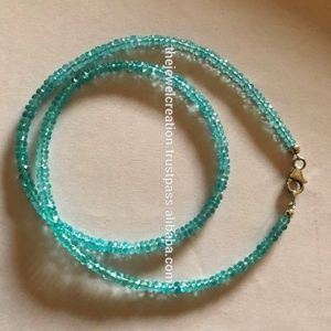4mm 5mm Natural Apatite Stone Faceted <b>Choker</b> Beads Necklace Set With 925 Sterling <b>Silver</b> Clasp Semi Precious Jewelry Making - Product Image 1