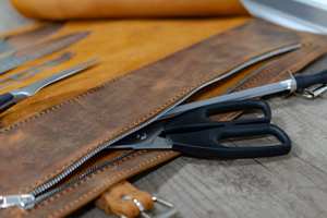 Handmade Leather Knife Roll Storage <b>Bag</b> Pockets With Multi-function <b>Small</b> <b>Tool</b> Pouch Professional Adjustable Shoulder LKR-0281 - Product Image 5