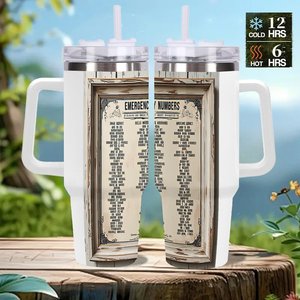 Vaso Personalizado de Acero Inoxidable de 40 oz con Diseño de Números de Emergencia para Uso Corporativo - Product Image 2